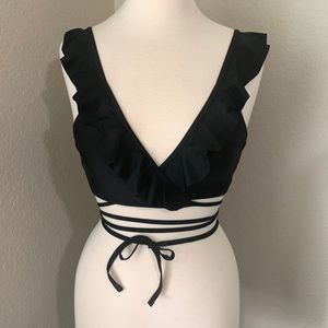 CUPSHE black ruffle bathing suit top